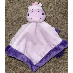Tiddliwinks Hippo Lovey Purple‎ Pink Bow Security Blanket Soft Baby Toy Plush